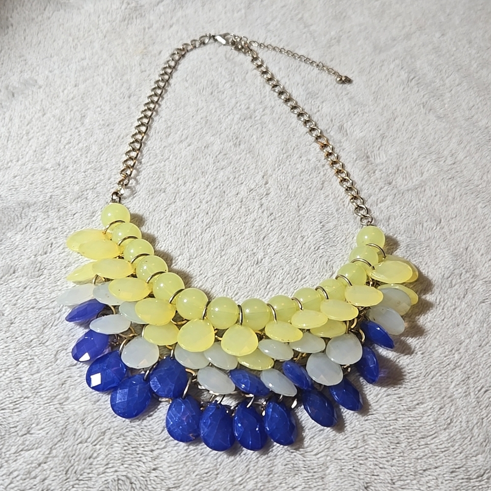 #352 Yellow and blue necklace goldstone necklace